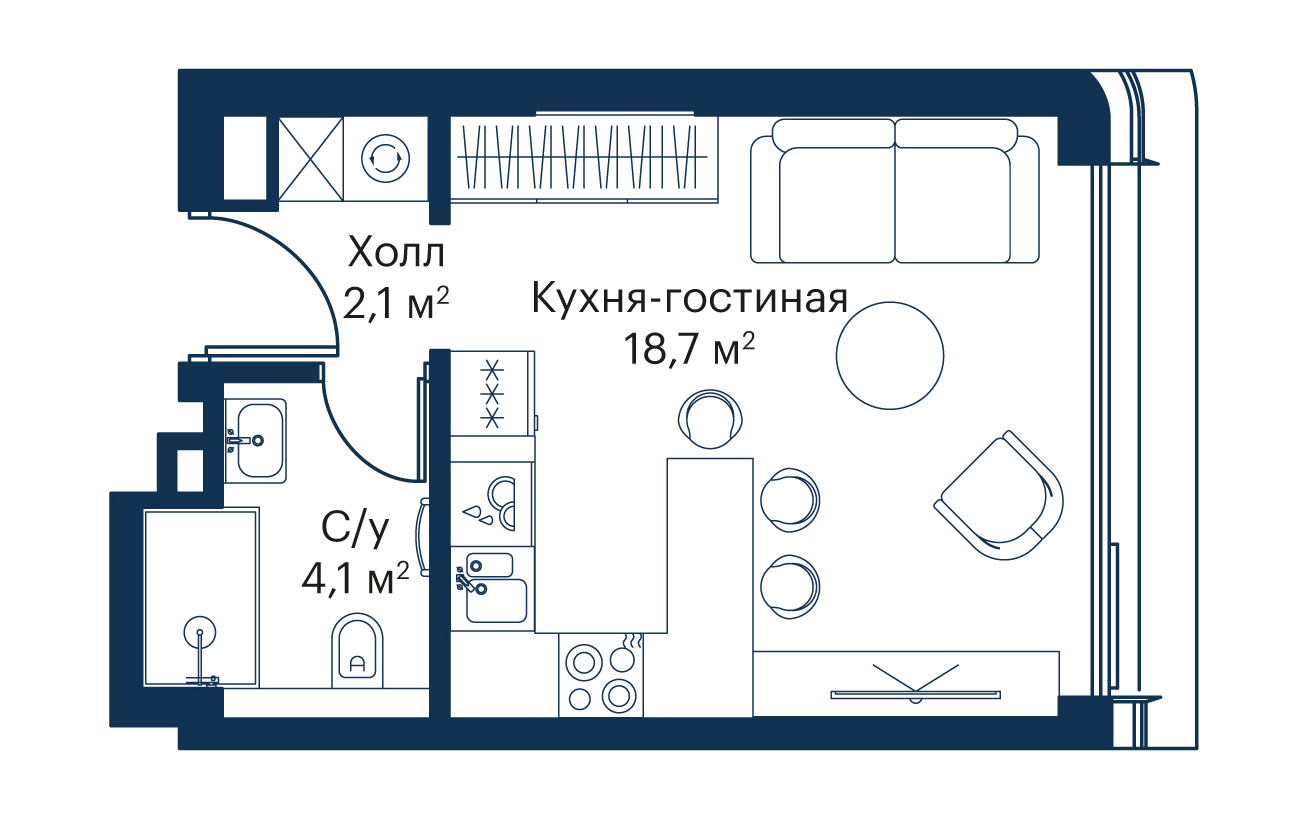 Квартира-студия в ЖК City Bay